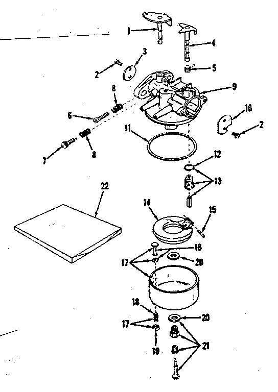 Carburetor No. 28860 Diagram and Parts List for 14364000  Craftsman Engine