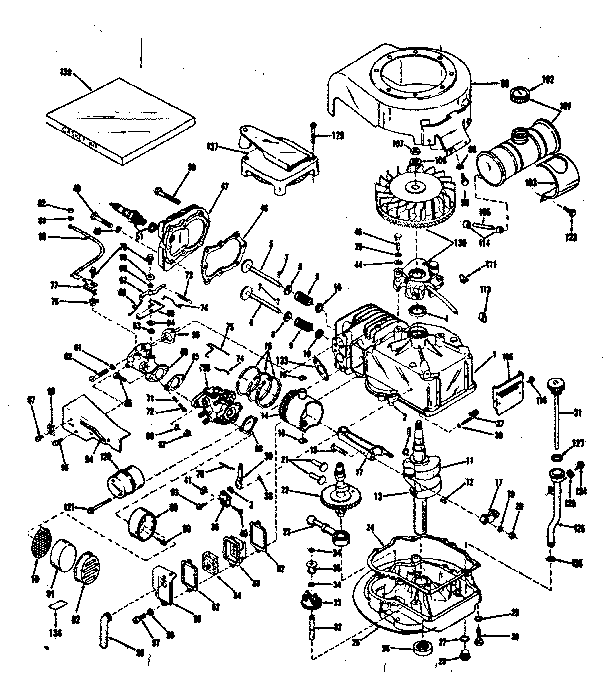 Basic Engine Diagram and Parts List for 143102220  Craftsman Engine