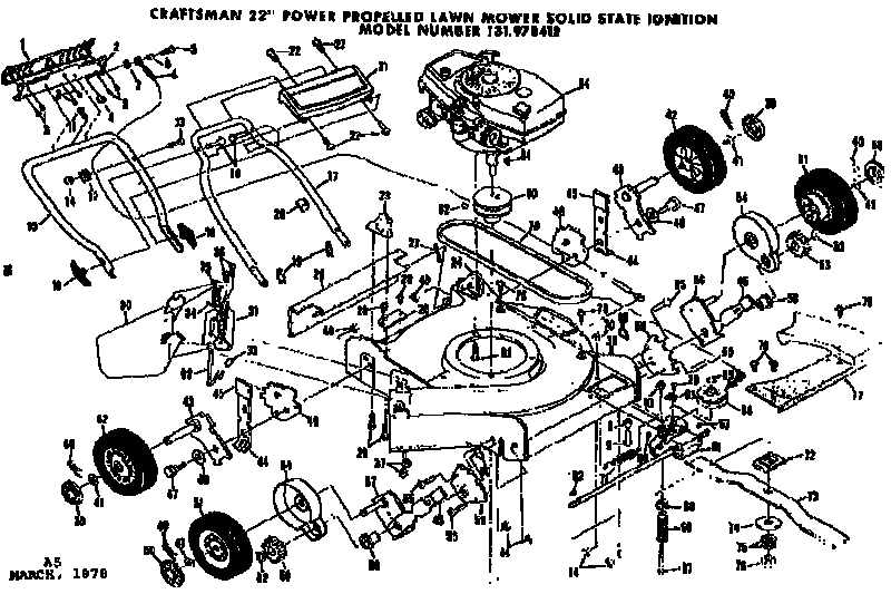 Mower Deck Diagram and Parts List for 131978412  Craftsman Lawn Mower