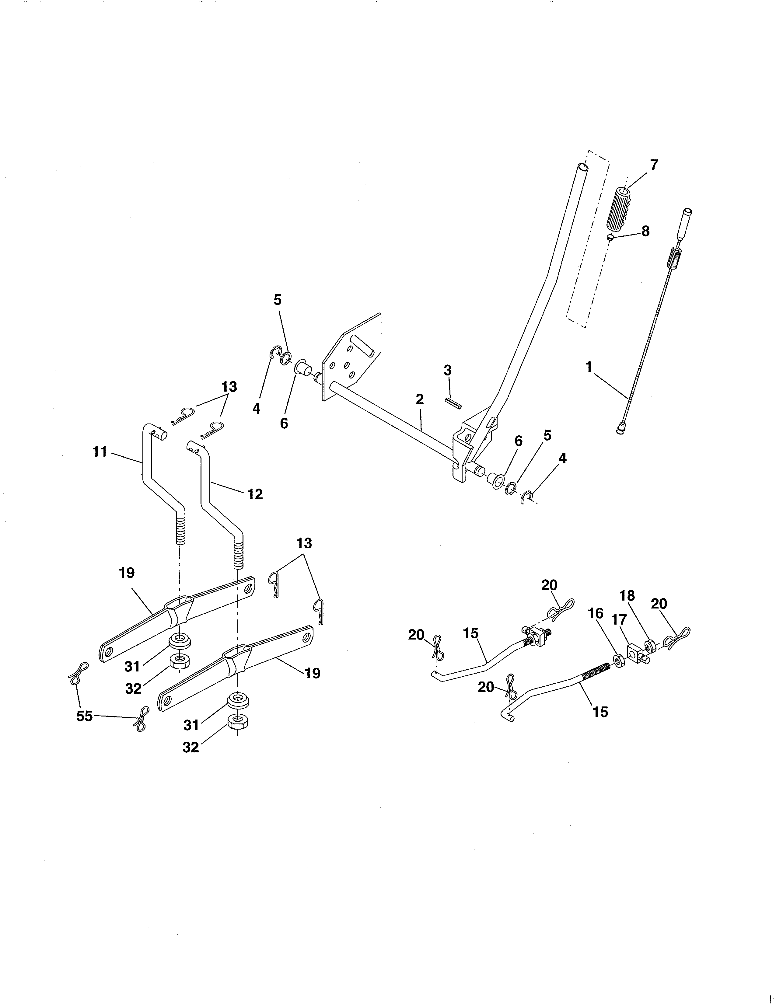 Mower Lift Diagram and Parts List for 917986191  Craftsman Lawn Tractor