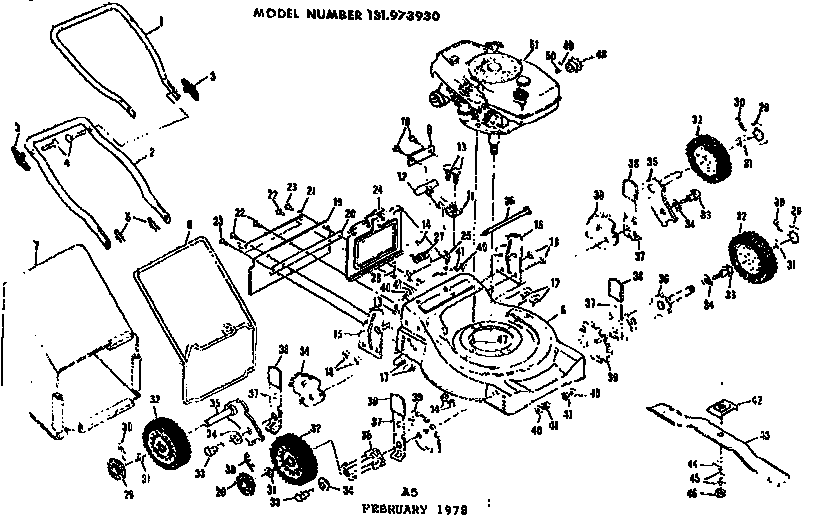 Mower Deck Diagram and Parts List for 131973930  Craftsman Lawn Mower
