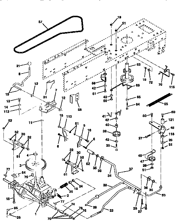 Drive Diagram and Parts List for 917258500  Craftsman Lawn Tractor