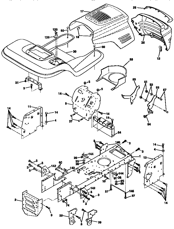 Chassis And Enclosures Diagram and Parts List for 917259547  Craftsman Lawn Tractor