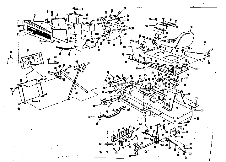 Top Half Diagram and Parts List for 53696361  Craftsman Lawn Mower