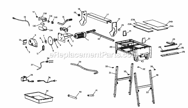 Saw Diagram and Parts List for 11822000  Craftsman Tile Saw