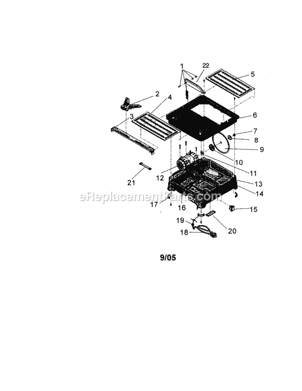 Wet Tile Saw Diagram and Parts List for 11822320  Craftsman Circular Saw
