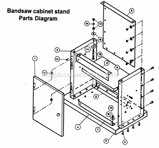 Stand Diagram and Parts List for 119224010  Craftsman Band Saw