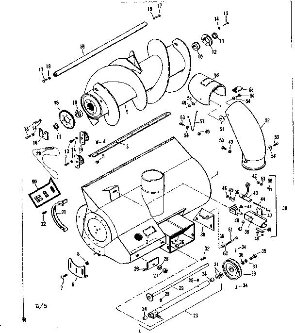 Auger  Assembly Diagram and Parts List for 842260031  Craftsman Snow Blower