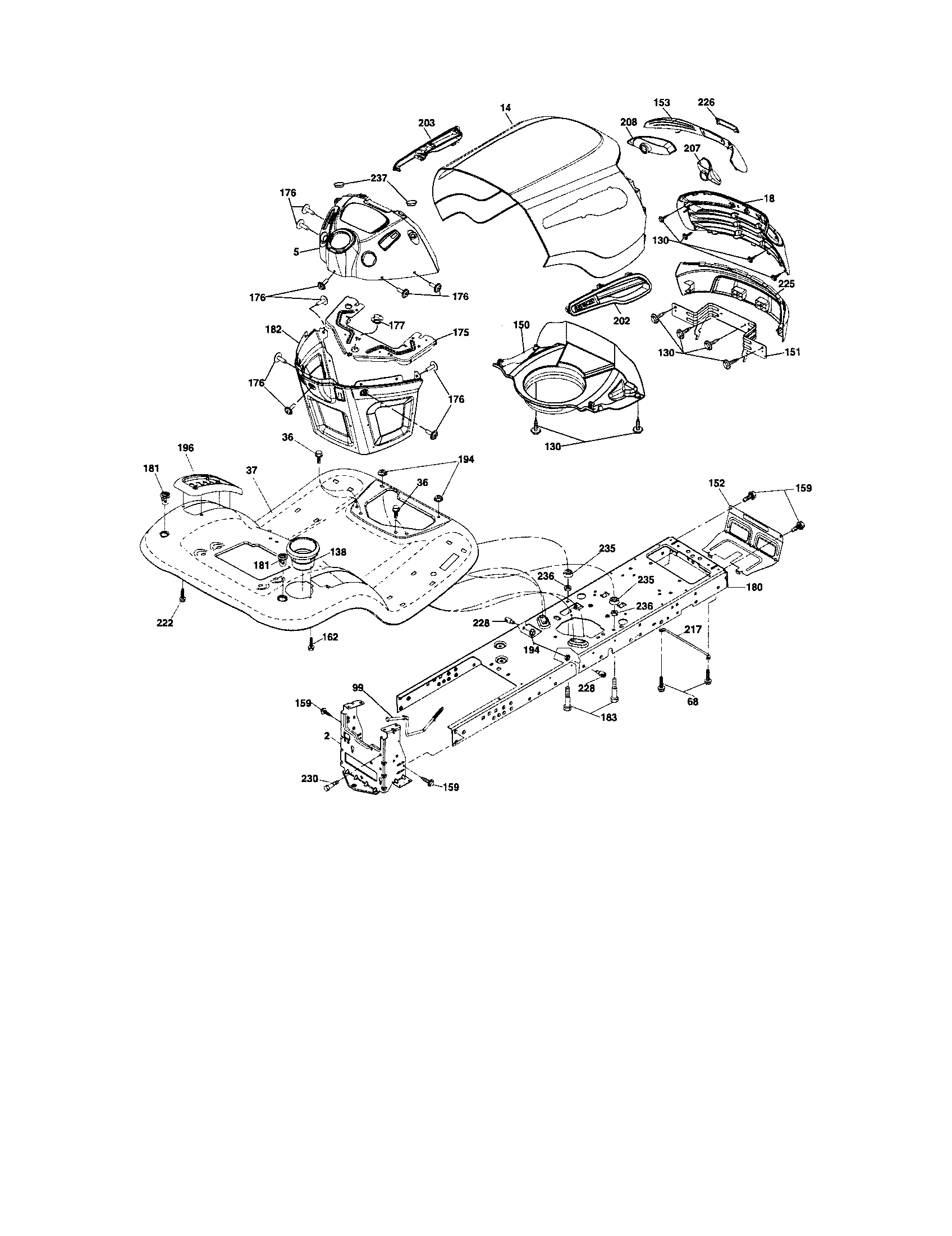 Chassis And Enclosures Diagram and Parts List for 917287360  Craftsman Lawn Tractor