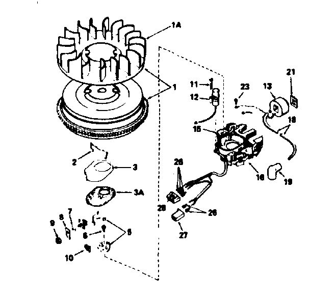 Alternator Magneto No. 610979 Diagram and Parts List for 143356212  Craftsman Engine
