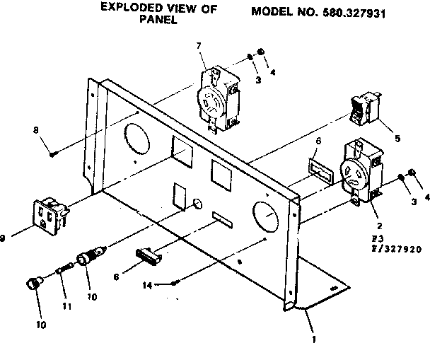 Control Panel 327931 Diagram and Parts List for 580327931  Craftsman Engine