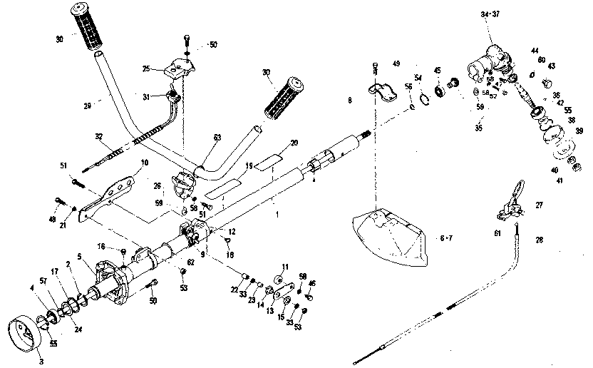 Handle Assembly Diagram and Parts List for 636796232  Craftsman Trimmer