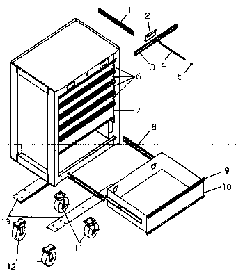 Cabinet Parts Diagram and Parts List for 706619550  Craftsman Tool Stand & Cart