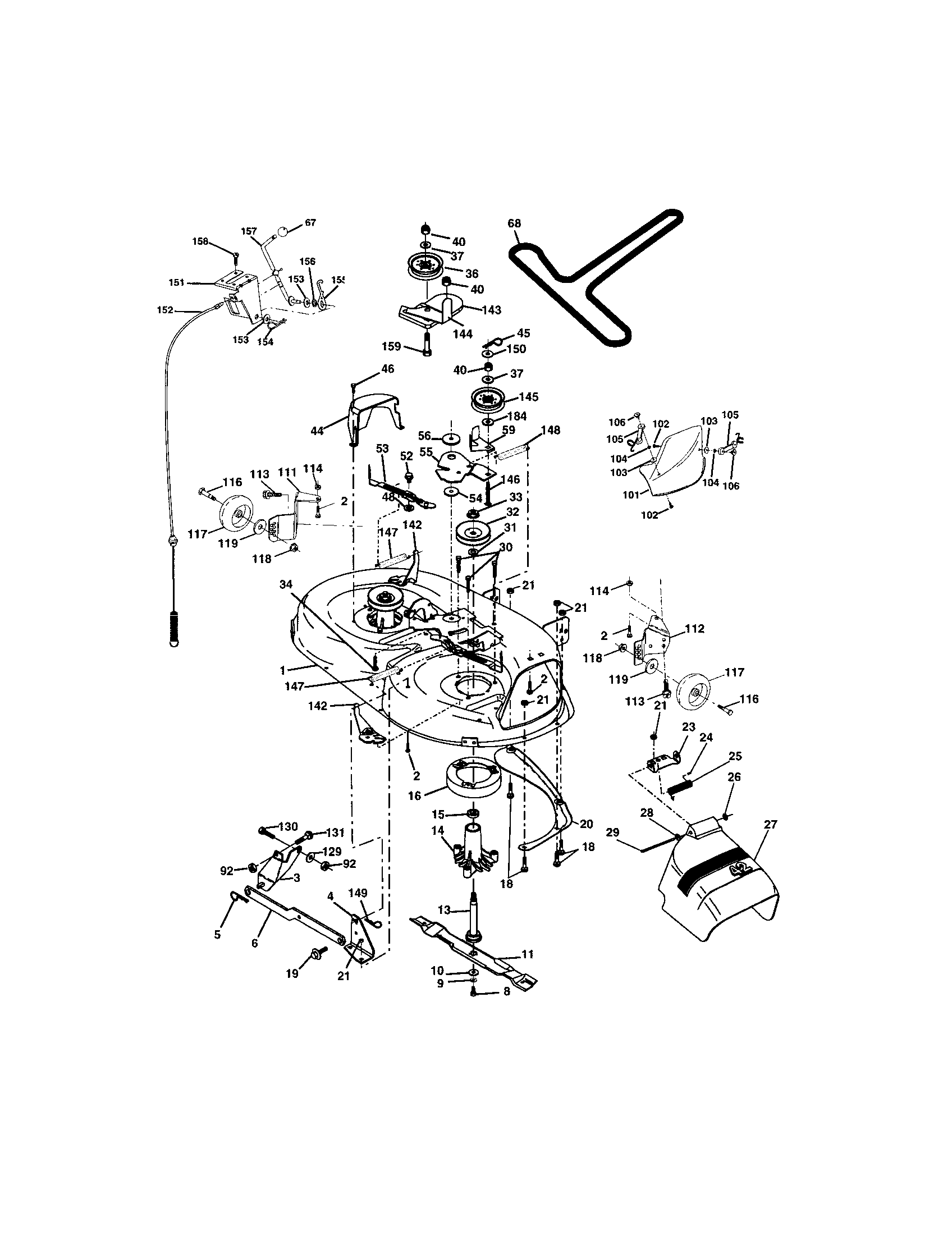 Mower Deck Diagram and Parts List for 917273134  Craftsman Lawn Tractor