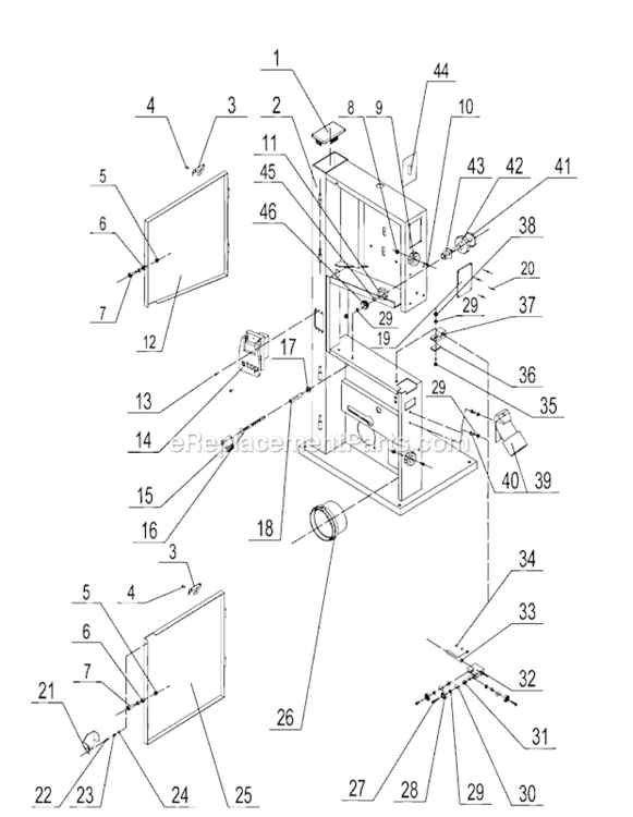 Cabinet_Assy Diagram and Parts List for 12432607  Craftsman Band Saw