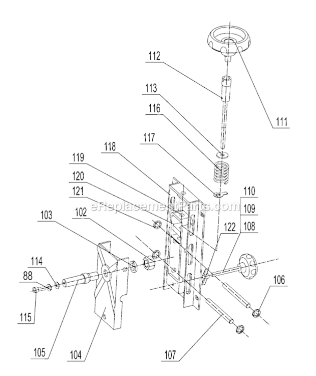 Tension_Assy Diagram and Parts List for 12432607  Craftsman Band Saw