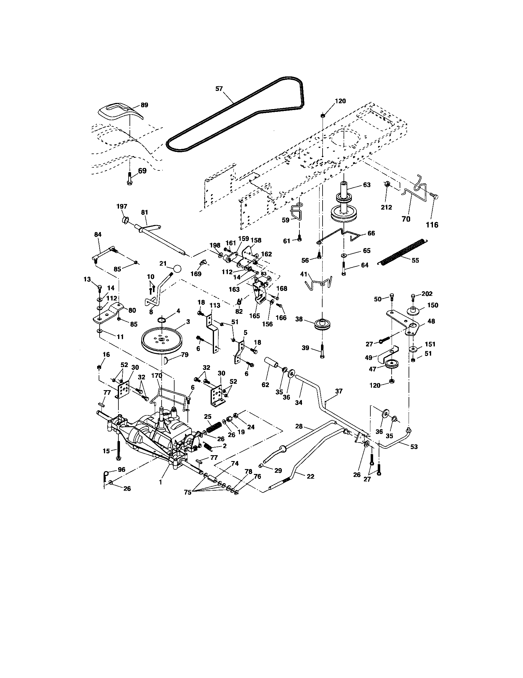 Ground Drive Diagram and Parts List for 917276751  Craftsman Lawn Tractor