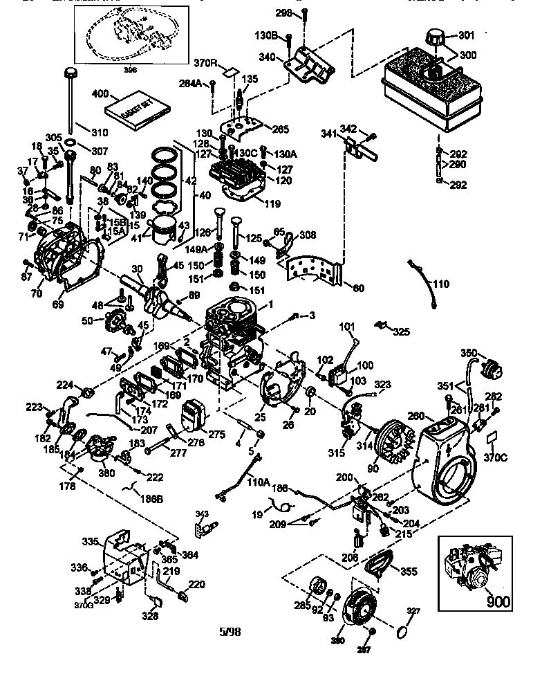 Craftsman 4-cycle Engine Mod. 143.991101 Diagram and Parts List for 143991101  Craftsman Engine