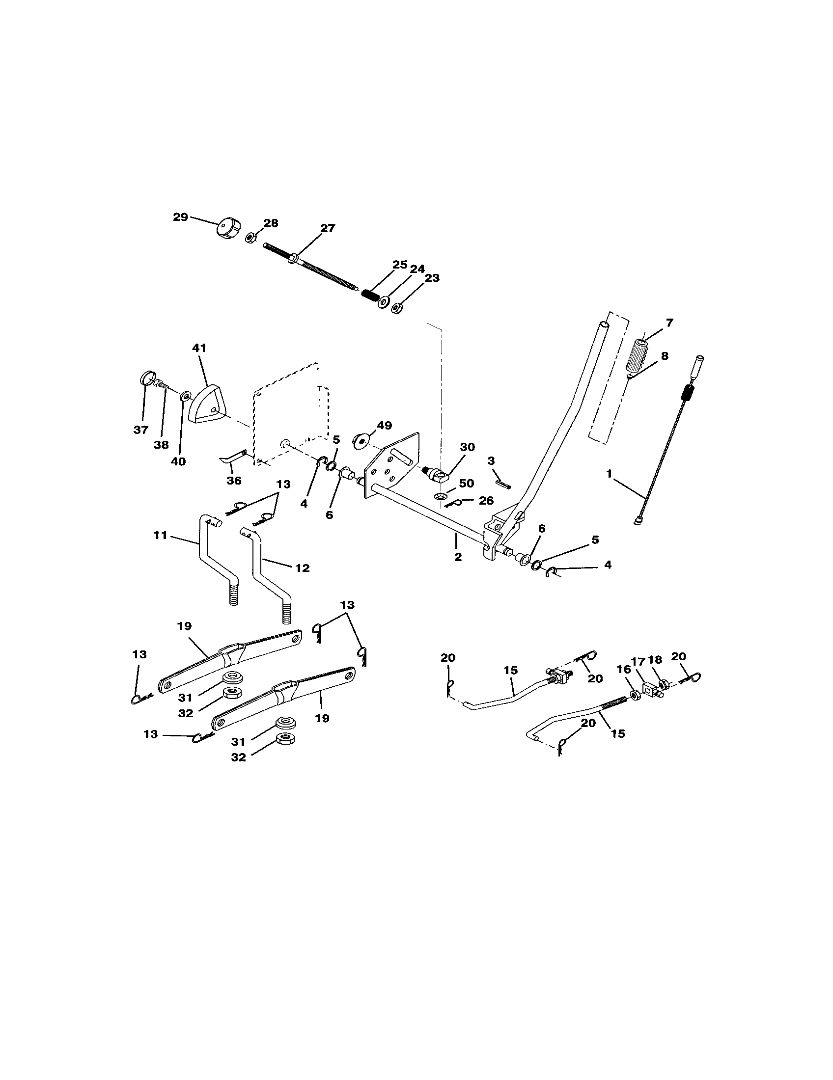 Lift Assembly Diagram and Parts List for 917272460  Craftsman Lawn Tractor