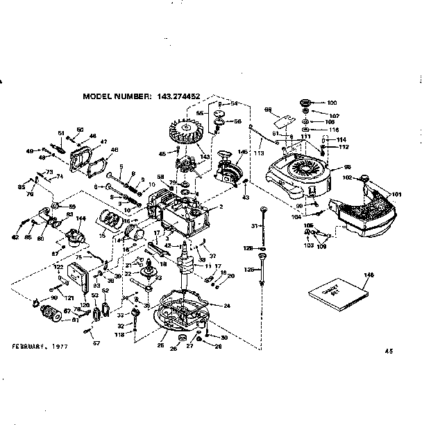 Replacement Parts Diagram and Parts List for 143274452  Craftsman Engine