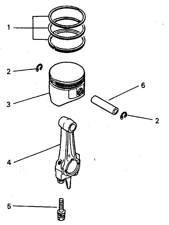 Piston And Connecting Rod System Diagram and Parts List for 636299950  Craftsman Engine