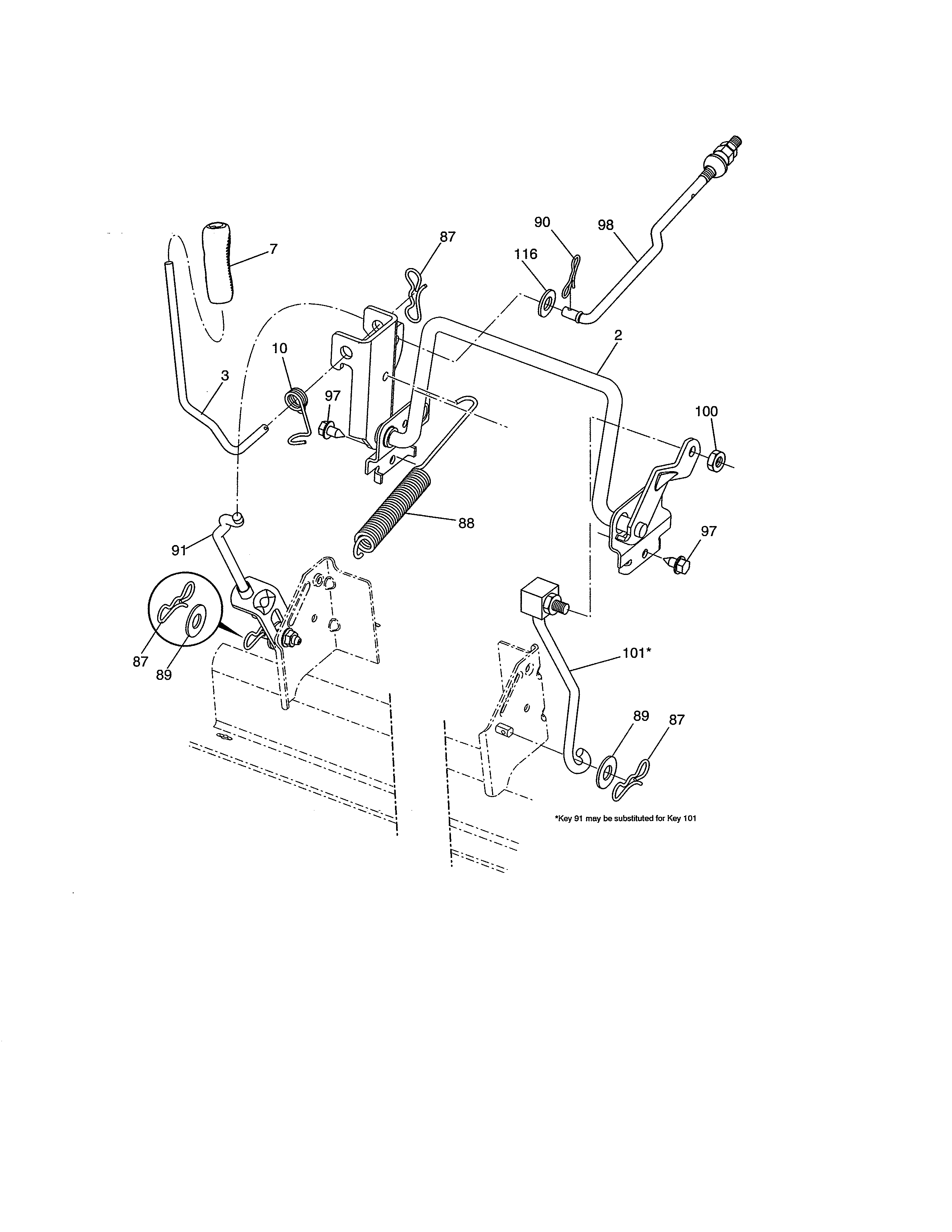Lift Assembly Diagram and Parts List for 917991451  Craftsman Lawn Tractor