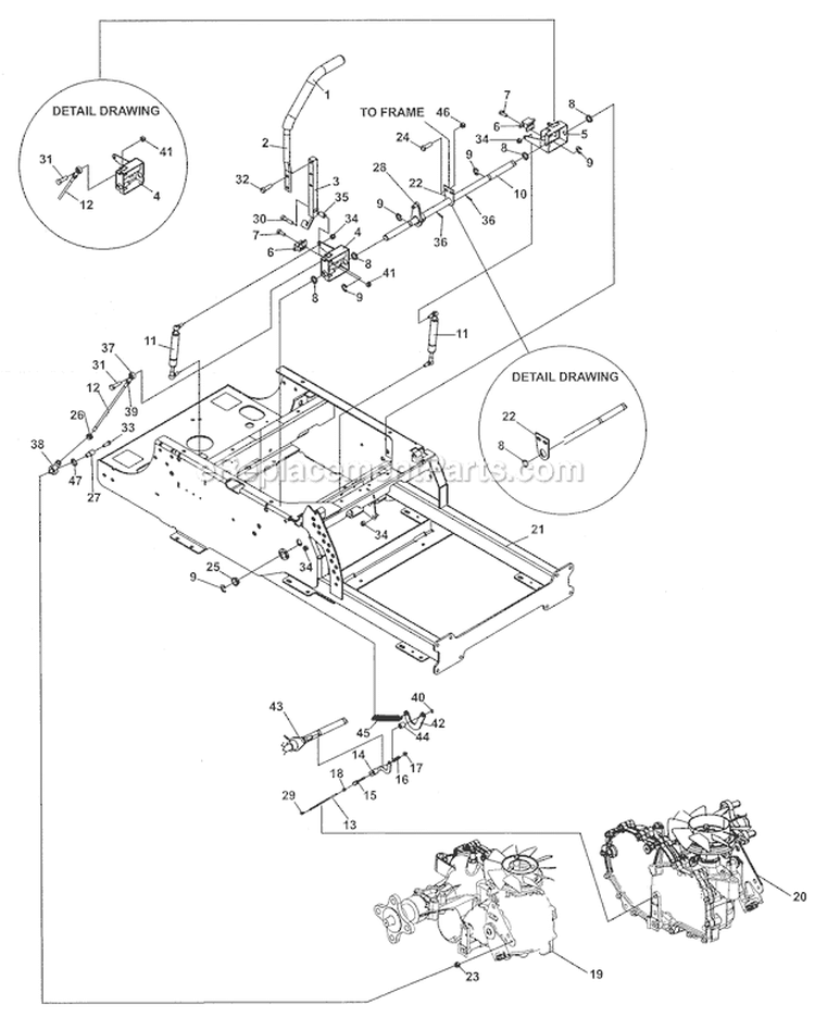 Steering Diagram and Parts List for 12728875  Craftsman Lawn Mower