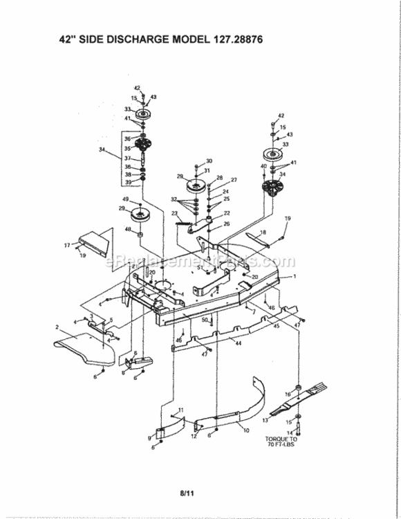Page L Diagram and Parts List for 12728876  Craftsman Lawn Tractor