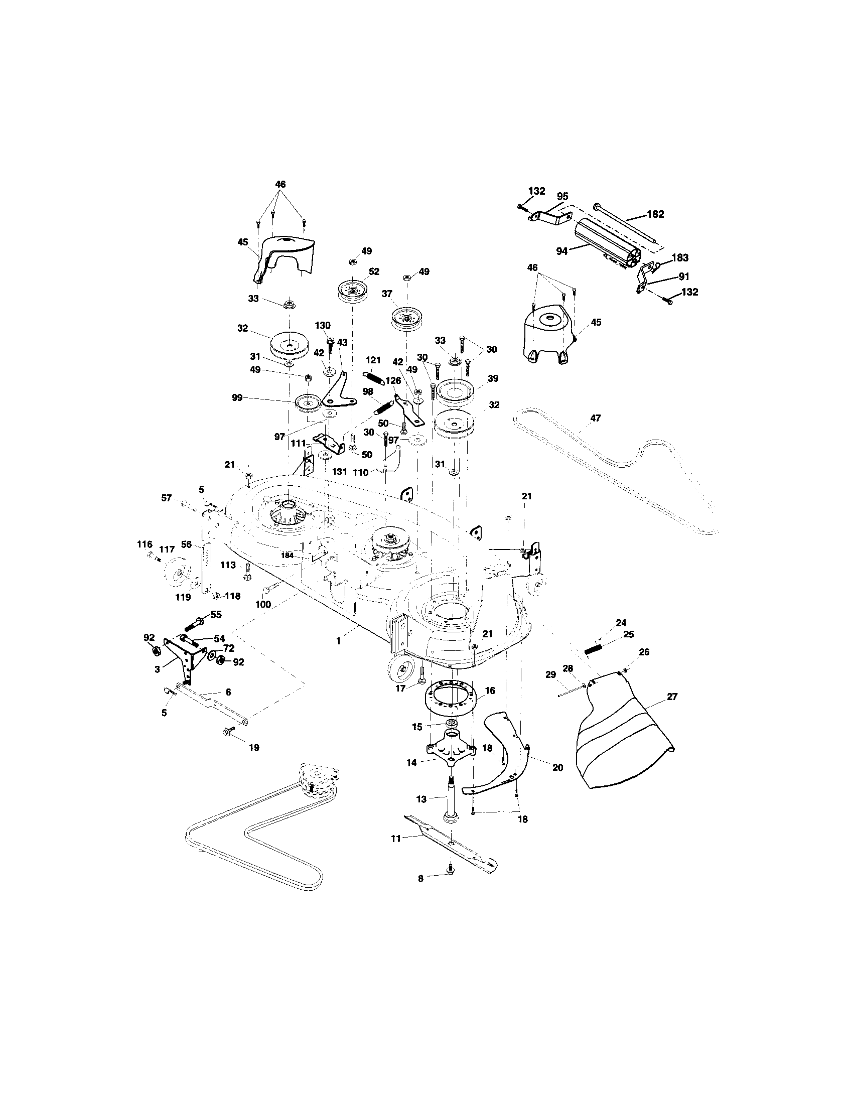 Mower Deck Diagram and Parts List for 917273621  Craftsman Lawn Tractor
