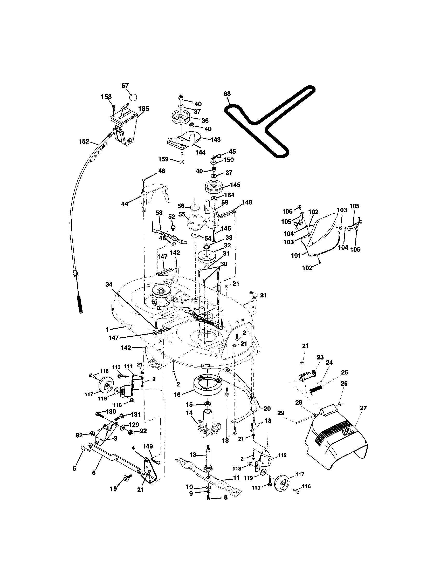 Mower Deck Diagram and Parts List for 917273770  Craftsman Lawn Tractor