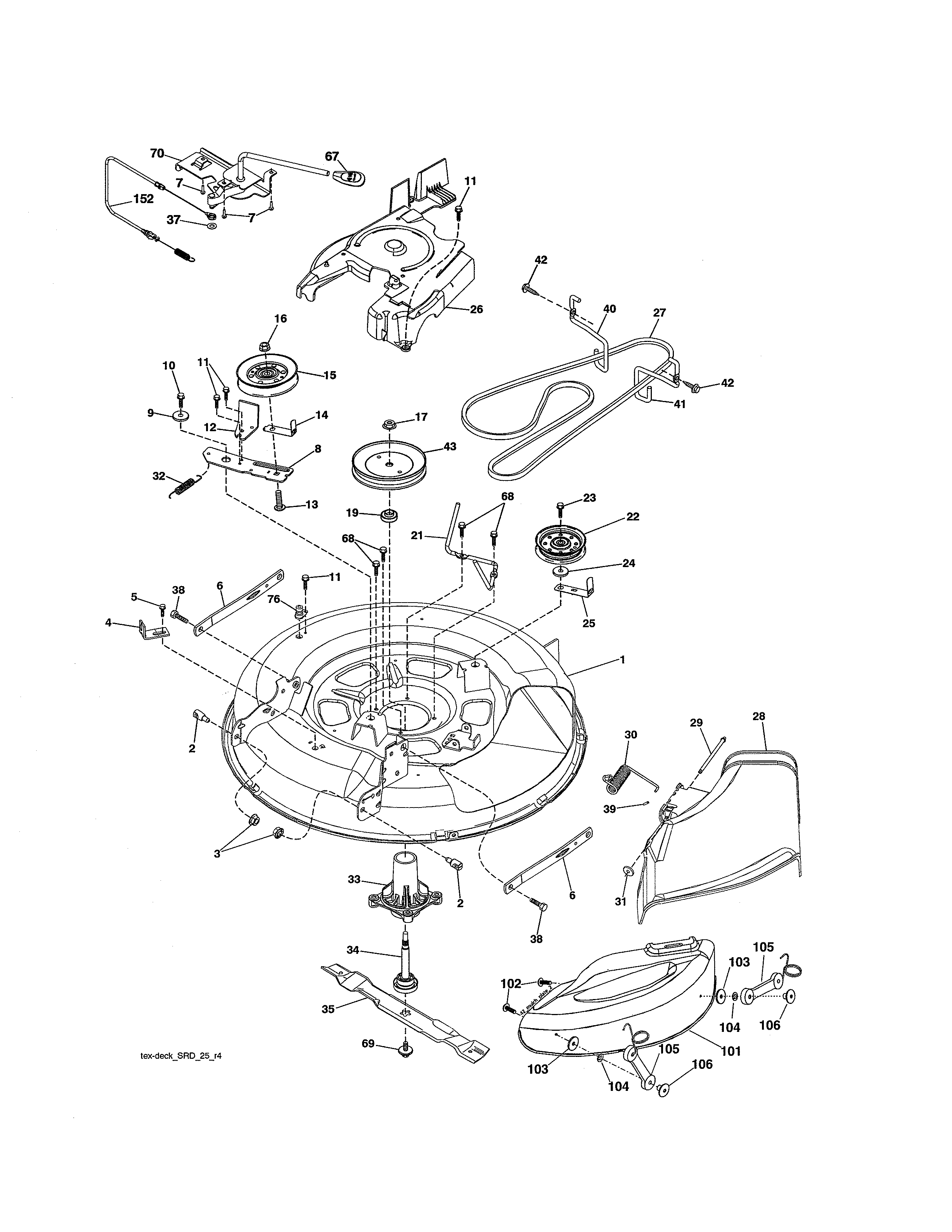 Mower Deck Diagram and Parts List for 917986332  Craftsman Lawn Tractor