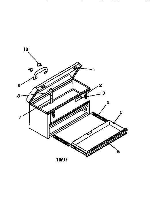 2 Drawer Portable Chest Diagram and Parts List for 706653311  Craftsman Tool Stand & Cart