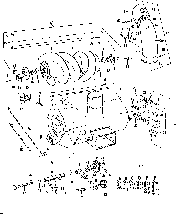 Auger  Assembly Diagram and Parts List for 842260062  Craftsman Snow Blower