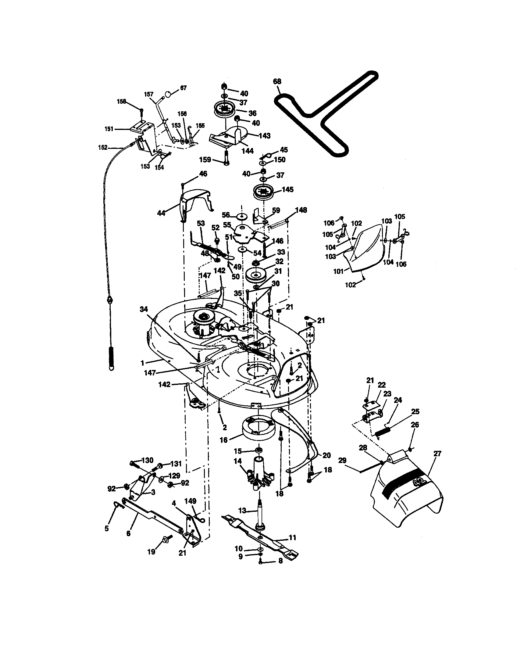 Mower Deck Diagram and Parts List for 917271630  Craftsman Lawn Tractor