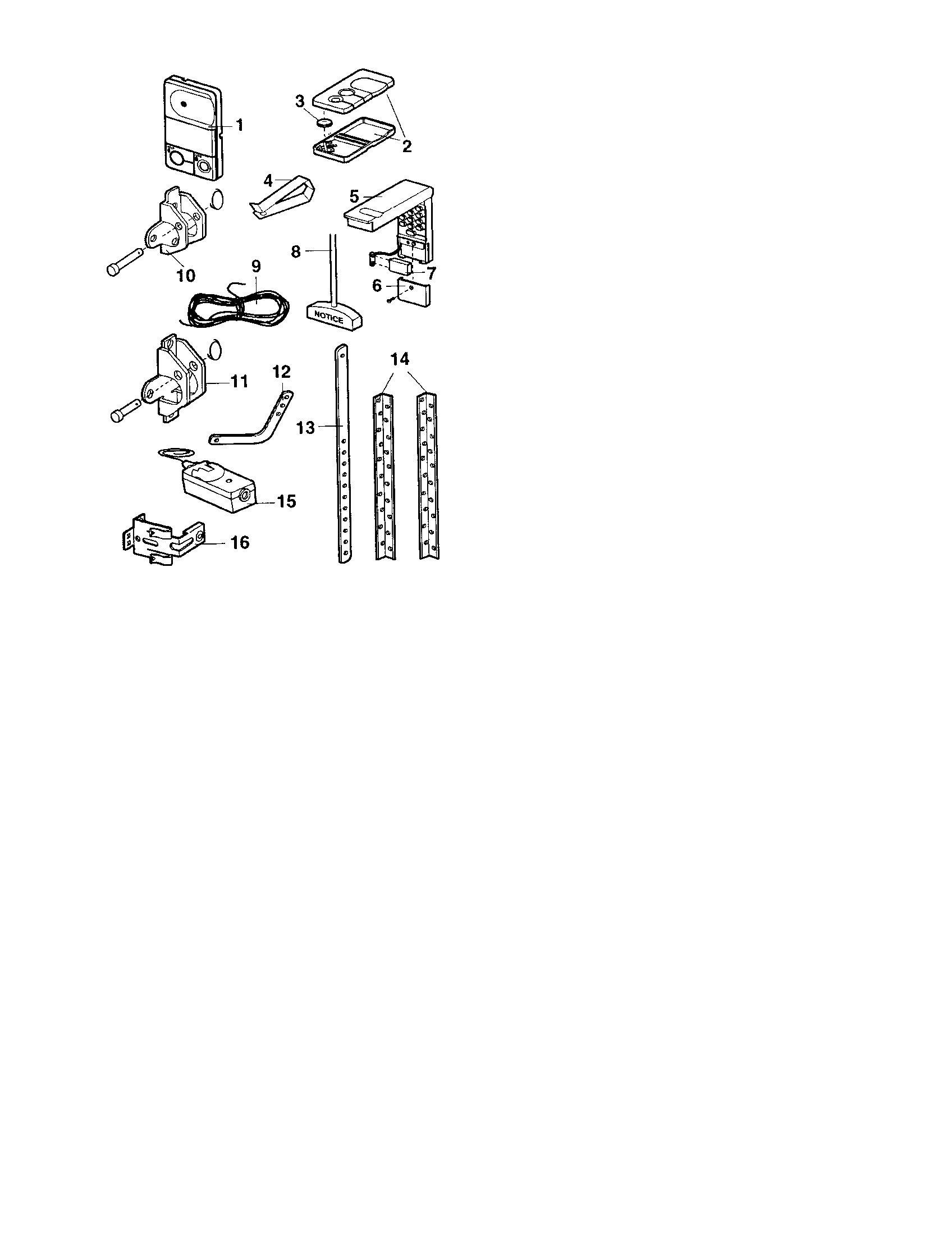 Installation Diagram and Parts List for 1021499A  Craftsman Garage Door Opener