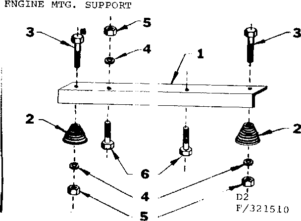 Engine Mtg. Support Diagram and Parts List for 580321510  Craftsman Engine