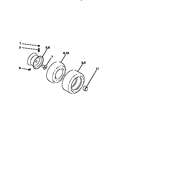 Wheels And Tires Diagram and Parts List for 917258472  Craftsman Lawn Tractor