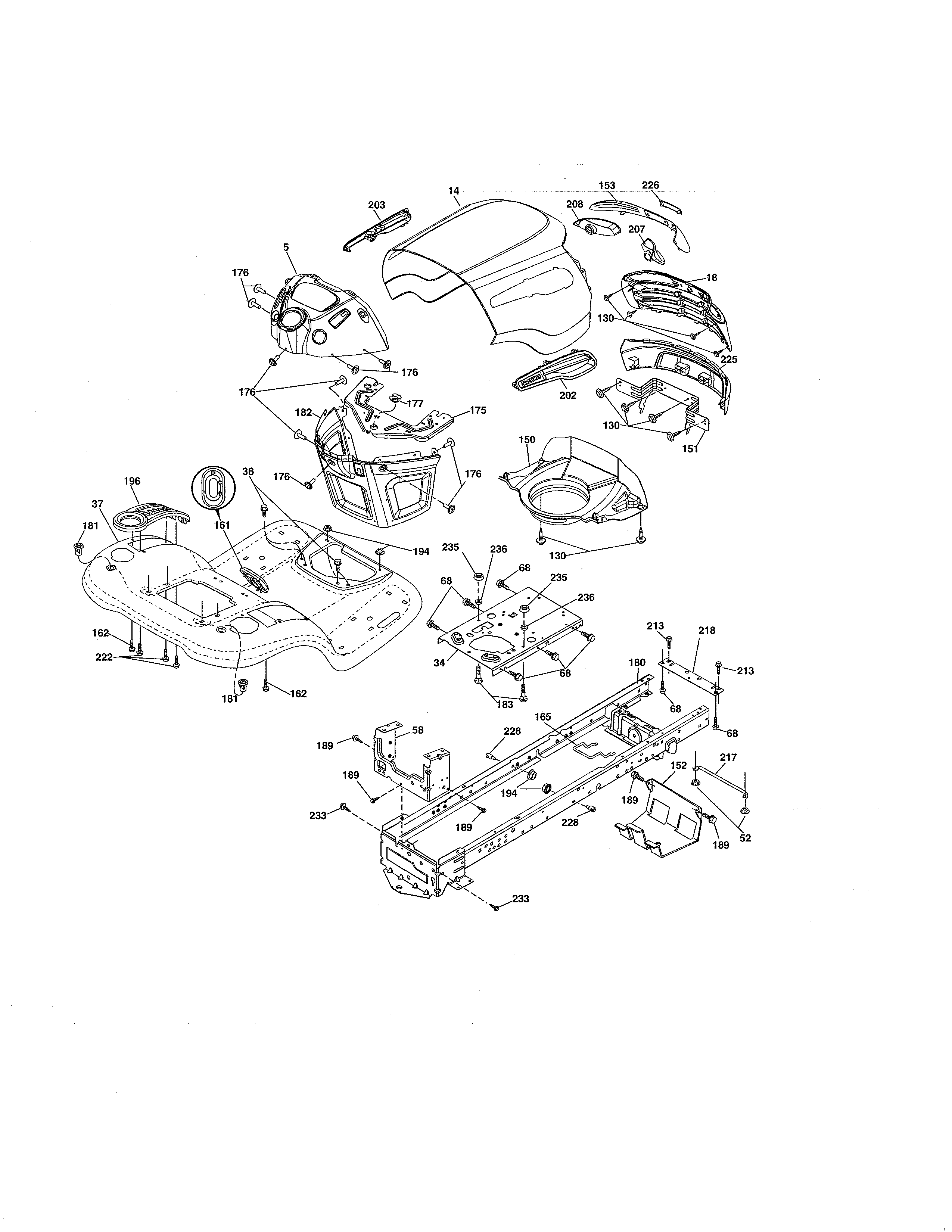 Chassis & Enclosures Diagram and Parts List for 917286420  Craftsman Lawn Tractor