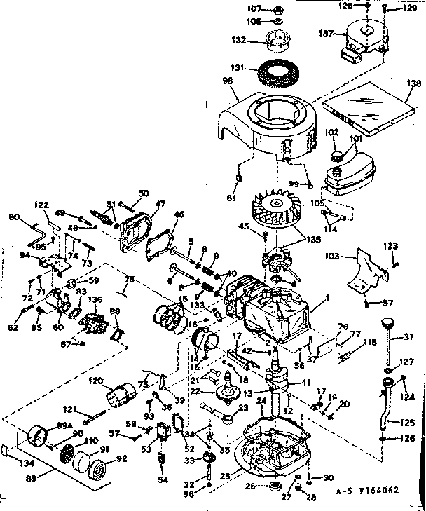 Basic Engine Diagram and Parts List for 143164062  Craftsman Engine