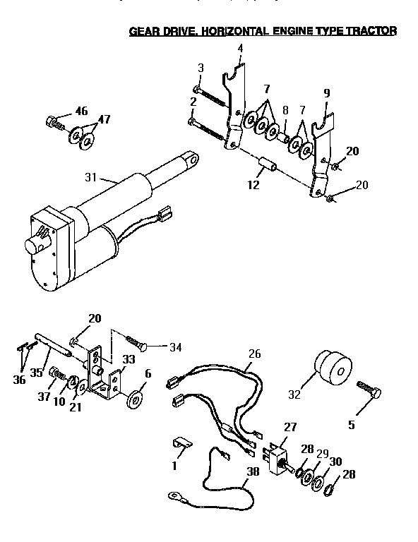 Gear Drive Diagram and Parts List for 917242440  Craftsman Lawn Tractor