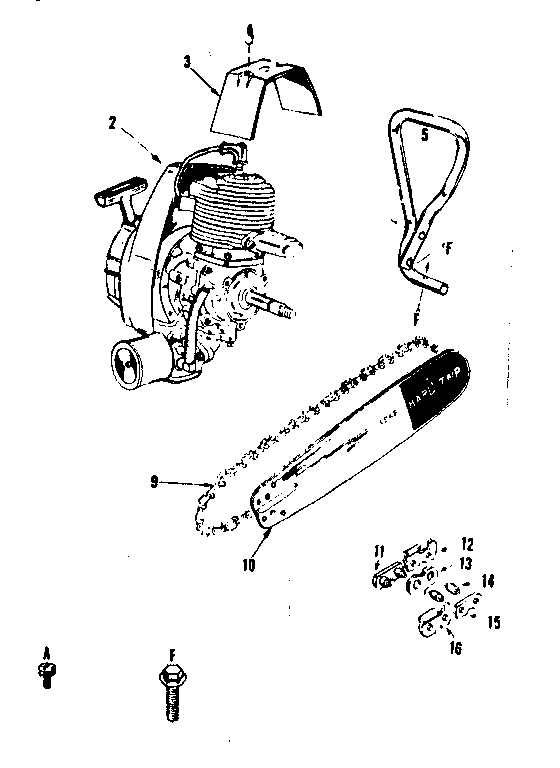 Engine/chian And Guide Bar Diagram and Parts List for 91760057  Craftsman Chainsaw
