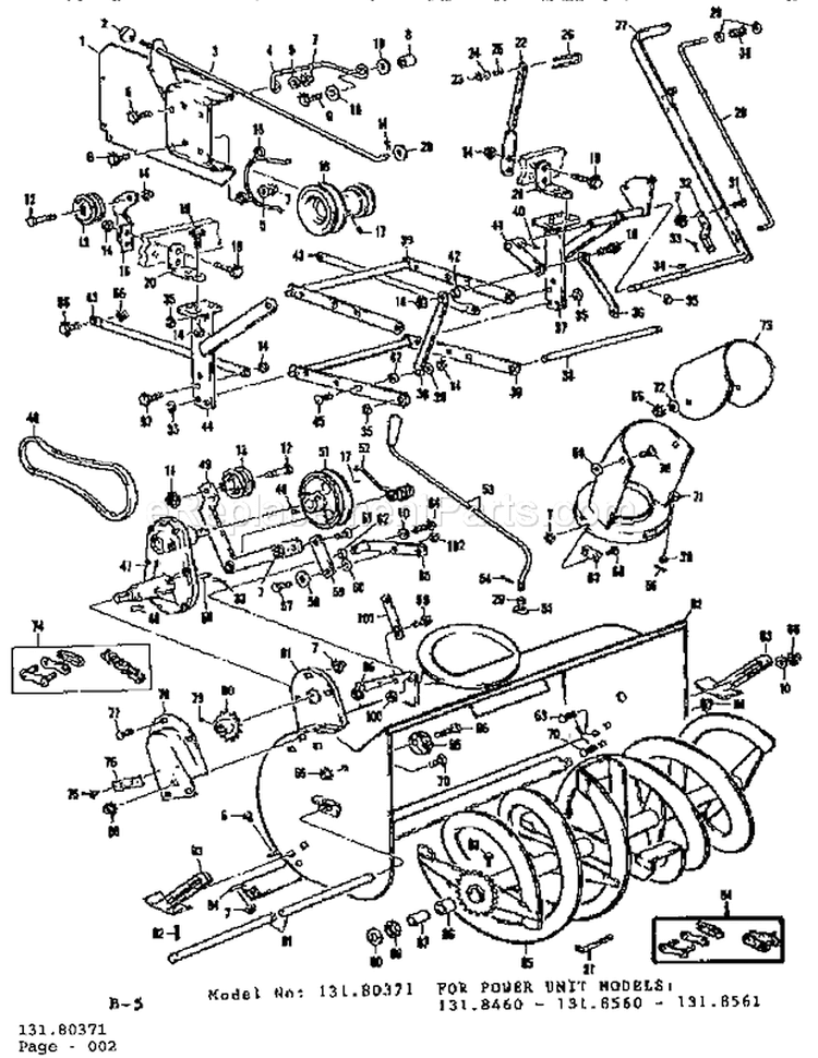 Belt Guard Assembly Diagram and Parts List for 13180371  Craftsman Snow Blower