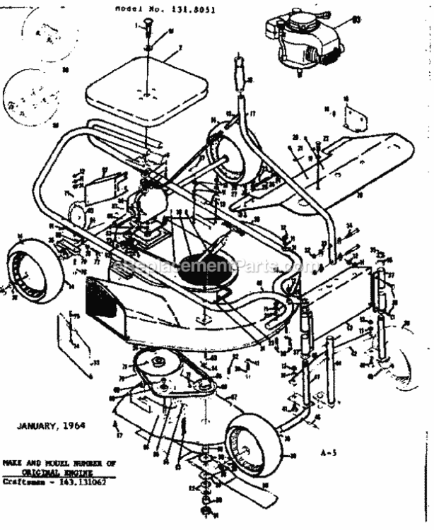 Page A Diagram and Parts List for 1318051  Craftsman Lawn Tractor