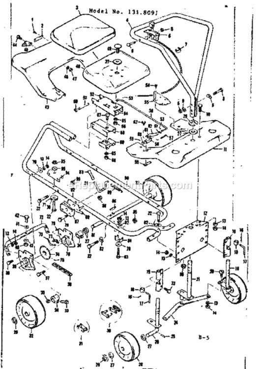Page B Diagram and Parts List for 1318091  Craftsman Lawn Tractor