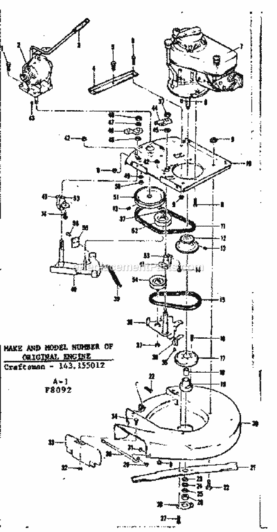 Page A Diagram and Parts List for 1318092  Craftsman Lawn Tractor