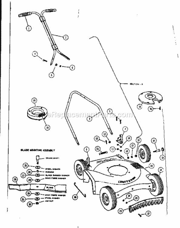 Page A Diagram and Parts List for 13181332  Craftsman Lawn Mower
