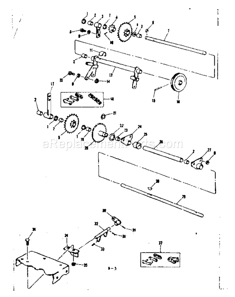 Axle Support Assembly Diagram and Parts List for 13181927  Craftsman Snow Blower