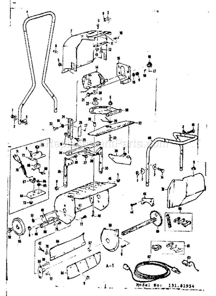 Replacement Parts Diagram and Parts List for 13181954  Craftsman Snow Blower