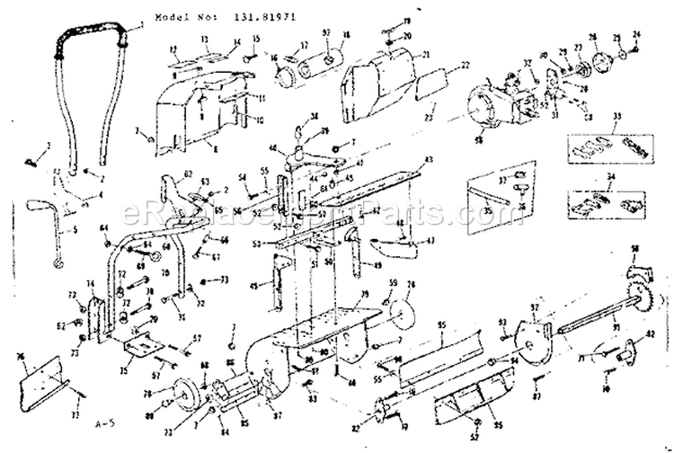 Replacement Parts Diagram and Parts List for 13181971  Craftsman Snow Blower