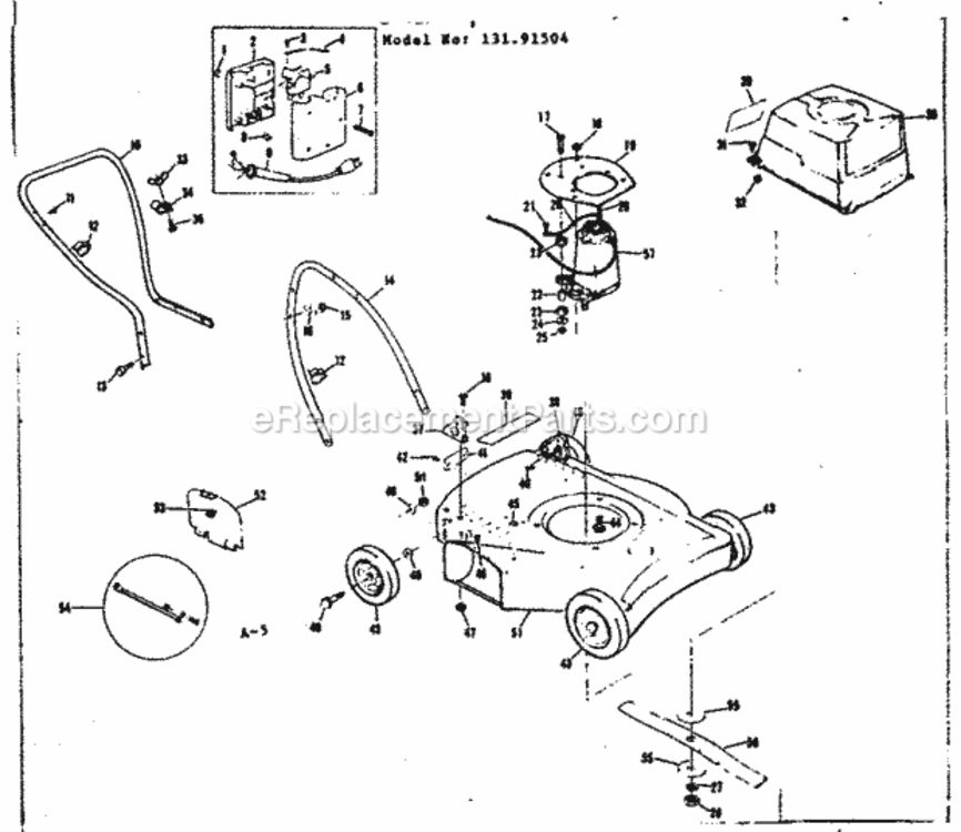 Page A Diagram and Parts List for 13191504  Craftsman Lawn Mower